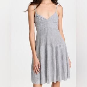New ALC Aria Silver Frost Shimmer Ribbed‎ Cut Out Back Circle Dress